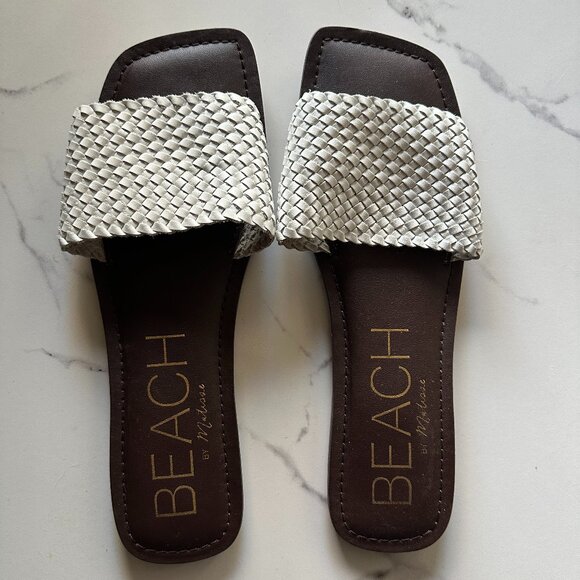 Beach by Matisse Isle Slide White Brown Sandal Sz 10 - Picture 2 of 6